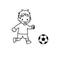 サッカーをする少年
