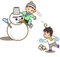 雪合戦する男の子
