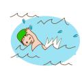 水泳する少年