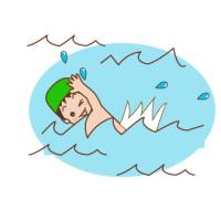 水泳する少年