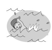 水泳する少年