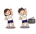 ラジオ体操する子供