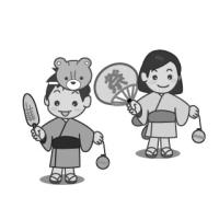 浴衣の二人(お祭り)