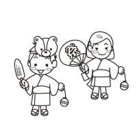 浴衣の二人(お祭り)