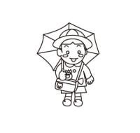 青い傘をさす男の子