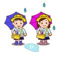雨の日の園児【二人】