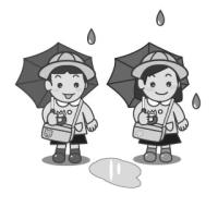 雨の日の園児【二人】