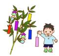 短冊をつける園児【七夕】