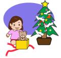 クリスマスプレゼントを開ける女の子