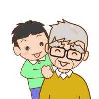 敬老の日の孫とおじいちゃん