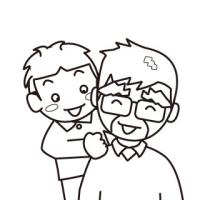 敬老の日の孫とおじいちゃん