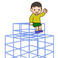 ジャングルジムにのぼる子供
