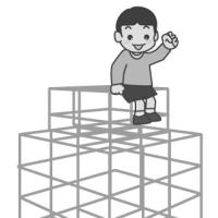 ジャングルジムにのぼる子供