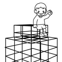 ジャングルジムにのぼる子供