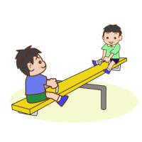 シーソーで遊ぶ子供達