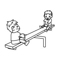 シーソーで遊ぶ子供達