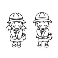 おじぎする二人の園児【謝る】
