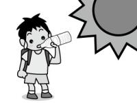 水分補給する男の子