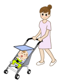 ベビーカーでお出かけする赤ちゃん