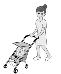 ベビーカーでお出かけする赤ちゃん