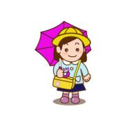 ピンクの傘をさす女の子