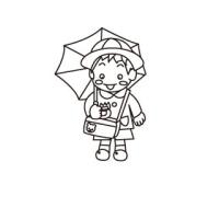 みどりの傘をさす男の子