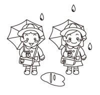 雨の日の園児【二人】